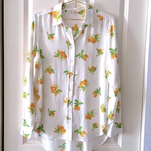 Jane & Delancey lemon print button down shirt - Picture 1 of 5
